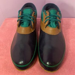 Navy/Green duck boots